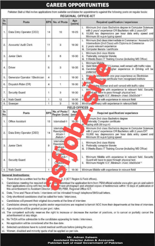Latest Bait ul Maal Jobs April 2025 Latest Advertisement Application Forms