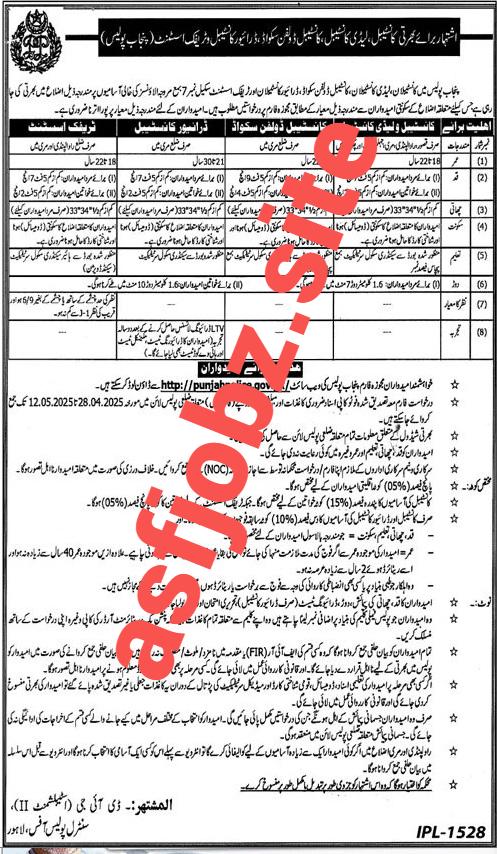 Punjab Traffic Police Jobs 2025 Advertisement: